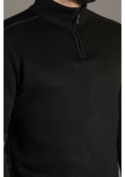 Erkek Siyah Fermuarlı Dik Yaka Triko fiyatları