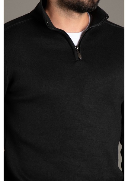 Erkek Siyah Fermuarlı Dik Yaka Triko indirimleri