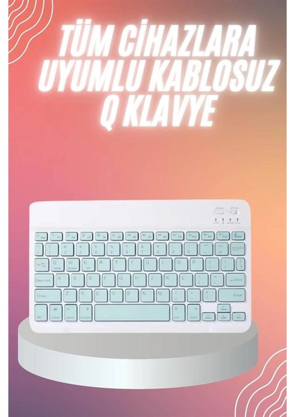 Bluetooh Wıreless Keyboard Siyah Q Klavye Ios Ipad Android Windows Uyumlu