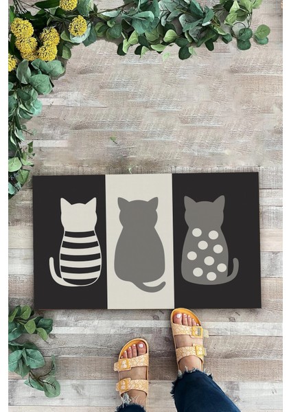 Patimal Kapı Nöbeti Welcome Hoş Geldiniz Gri Dijital Baskılı Kapı Önü Paspası 45X70CM