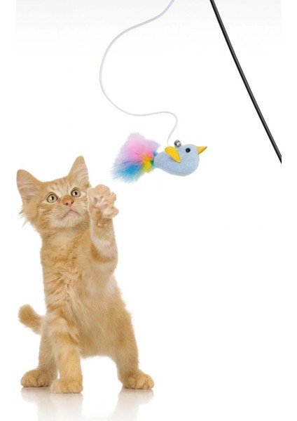 Tüylü Kedi Oltası | Peluş Mavi Kuşlu Kedi Oyun Oltası | Interaktif Kedi Oyuncağı modelleri