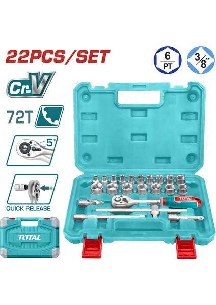 3/8'' 22 Parça Lokma Takımı Seti