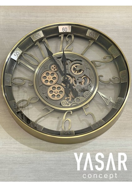 Viacronos Metal Çarklı Duvar Saati 55 cm