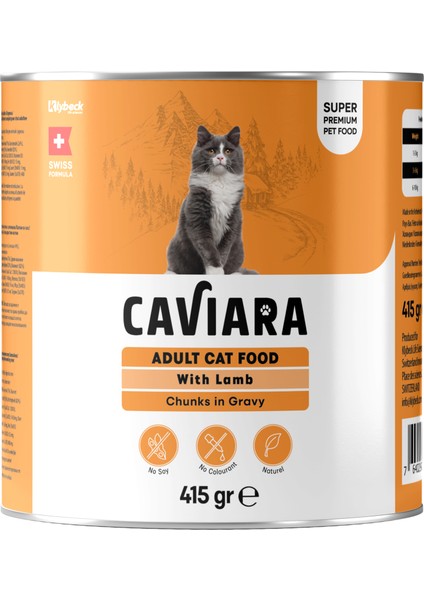 Sos Içinde Et Parçacıklı Kuzu Etli Yetişkin Kedi Maması Konservesi 415 gr