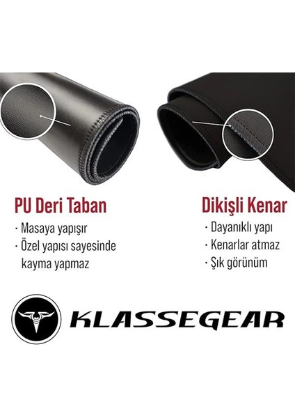 Klasse Classic Mouse Pad, Dikişli Kenar, Kaymaz Taban, Büyük Boy Pürüzsüz Yüzey, Baskısız Ofis Tipi modelleri