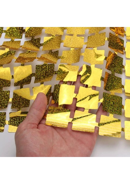 Ekstra Metalize Altın Renk Disko Dikdörtgen Kesim Kapı Perdesi Dekorasyon 1x2 Metre - Lisinya fiyatları