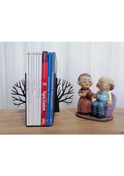 Dekoratif Hayat Ağacı Metal Kitap Tutucu 2'li Paket