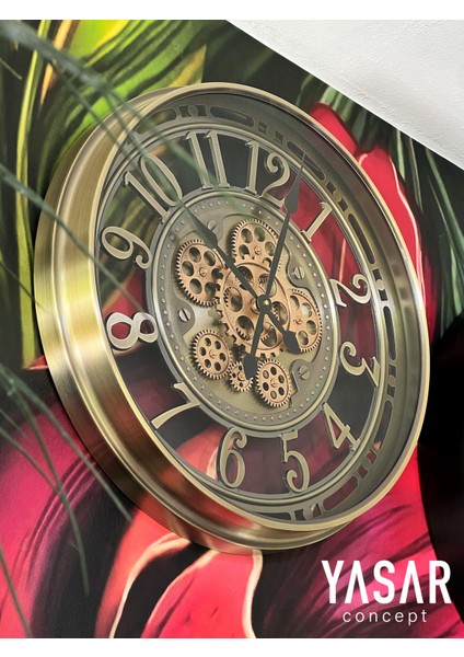 Rotenzo Metal Çarklı Duvar Saati 55 cm