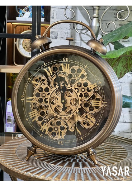 Metronis Metal Çarklı Masa ve Duvar Saati 39X47 cm