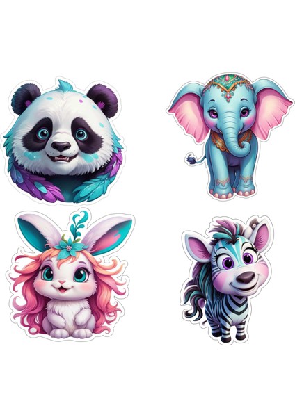 4 Adet 10X10 cm Çocuk Sticker Etiket Seti V5