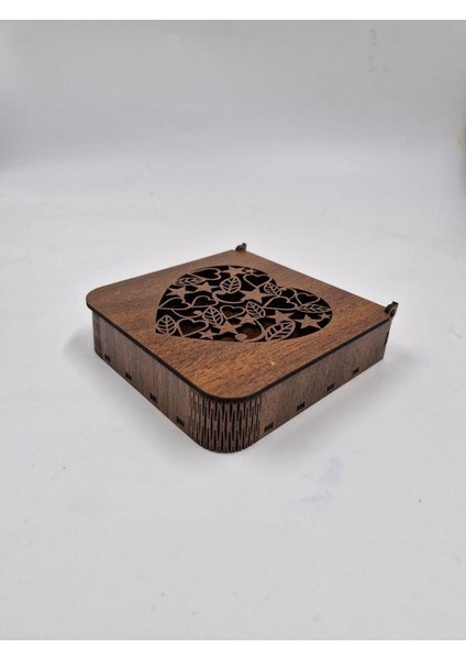 Ahşap Dekoratif Kutu 12 cm x 12 cm x 3 cm No4