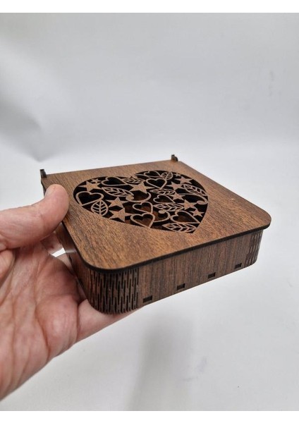 Ahşap Dekoratif Kutu 12 cm x 12 cm x 3 cm No4 modelleri