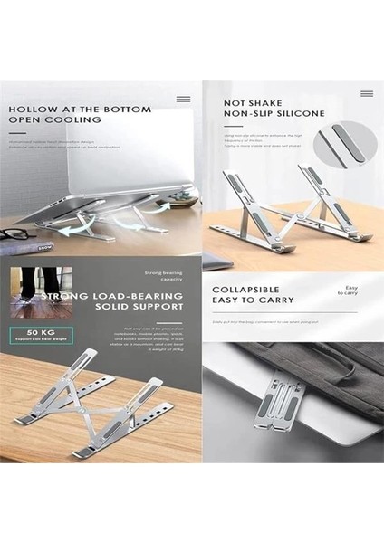 ADS-AL05 Alüminyum Ayarlı Laptop Macbook Notebook Yükseltici Tutucu Stand
