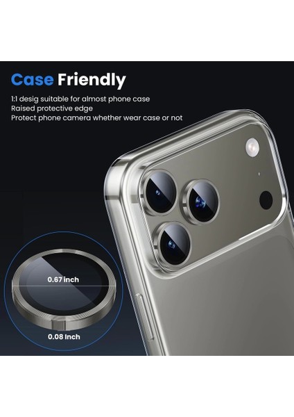 Apple iPhone 17 Pro / 17 Pro Max Uyumlu Premium Darbelere Dayanıklı Kamera Lens Koruyucu fiyatları