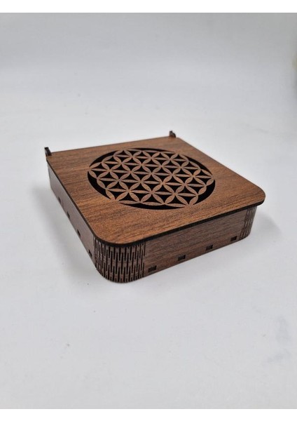 Ahşap Dekoratif Kutu 12 cm x 12 cm x 3 cm No2