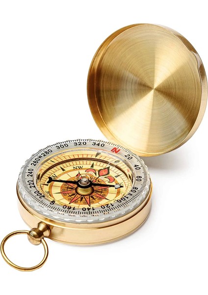 Yuvarlak Sarı Metal Kasa Su Geçirmez Fosforlu Dayanıklı Pusula G50 - Lisinya