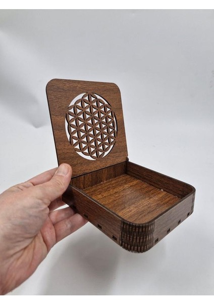Ahşap Dekoratif Kutu 12 cm x 12 cm x 3 cm No2 fırsatları