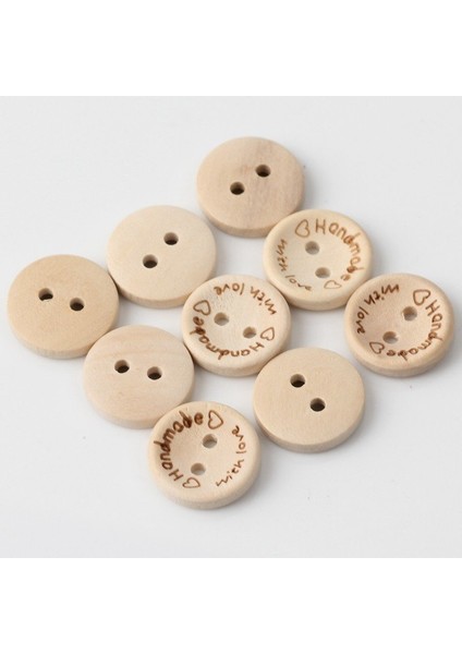 20 Adet Handmade Yazılı 25 mm Yuvarlak Ahşap Düğme fiyatları