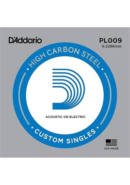 D'addario PL009 Elektro ve Akustik Tek Tel, E-(Mi), High Carbon St modelleri