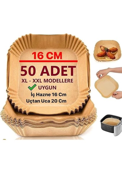 Airfryer Pişirme Kağıdı, Fritöz Yağlı Kağıdı, Yanmaz Kağıt 50 Adet (Kare)