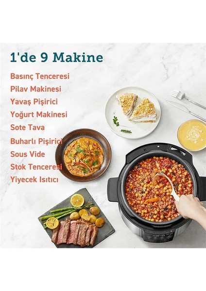 Düdüklü Tencere, 9'u 1 Arada, 14 Fonksiyonlu Çoklu Pişirici, 5,7 L Düdüklü Tencere, Yavaş fiyatları