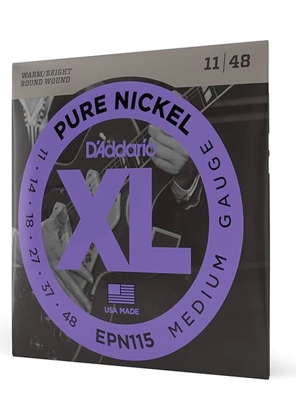D'addario EPN115 Elektro Gitar Tel Seti, Xl, Pure Nickel, Blues/jazz