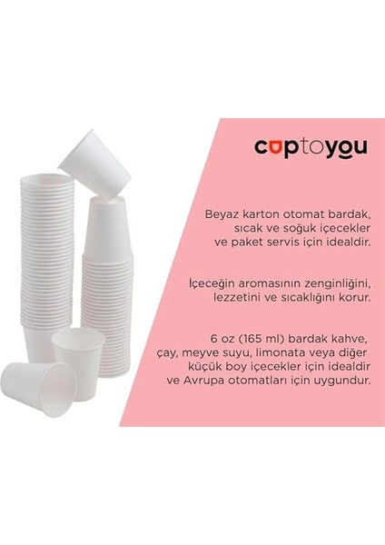 100 Adet Karton Bardak 6 Oz 165 Ml, Çay Için Beyaz Karton Bardaklar, Küçük Tek Kullanımlık modelleri