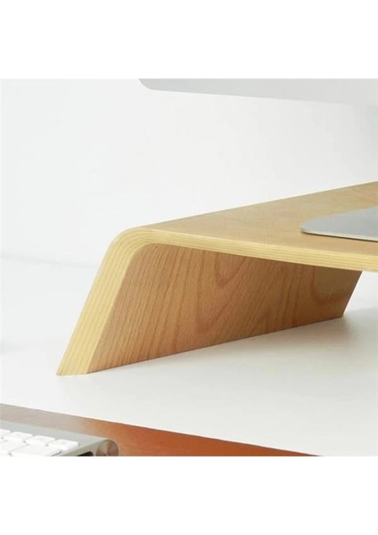 Dayanıklı Ağaç Monitör Ayağı ve Yükseltici Bilgisayar Standı (Kayın)