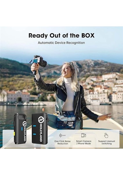 Hollyland Lark M1 Kablosuz Yaka Mikrofonu, Gürültü Engelleme Özellikli Çift Kanallı Yaka indirimleri