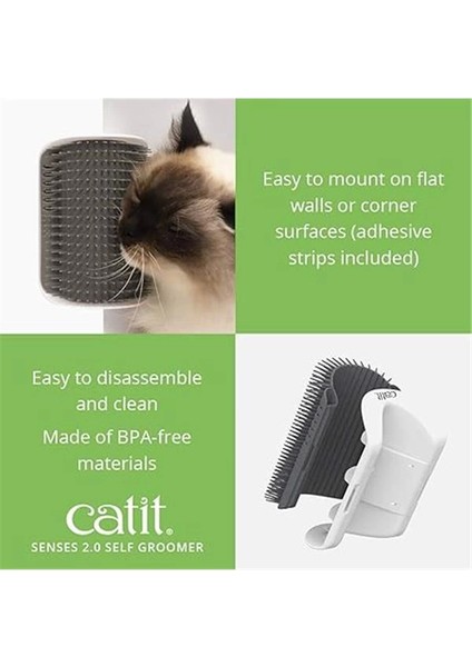 Catit 2.0 Kişisel Bakım Seti, Kediler Için Masaj Köşesi, Gri, 1 Adet (Tekli Paket)