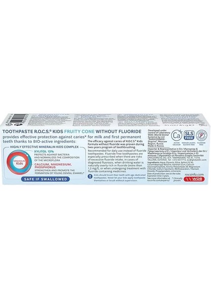 R.o.c.s. Kids 3-7 Yaş Florürsüz Diş Macunu Meyve Külahı Tadında (1 x 45 G) fiyatları