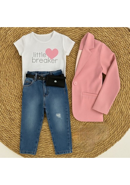 Little Breaker Kız Çocuk Pembe Ceketli 4’lü Kombin - 3/12 Yaş