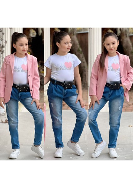 Little Breaker Kız Çocuk Pembe Ceketli 4’lü Kombin - 3/12 Yaş fırsatları