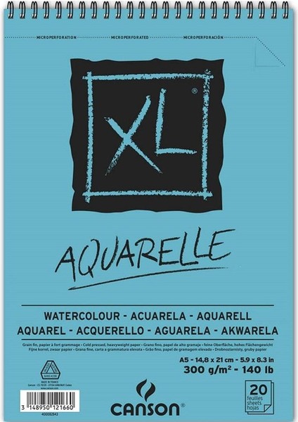 Xl Sulu Boya Spiralli Bloklar Spp Canxl Aquarelle 20 Syf A5 300 gr