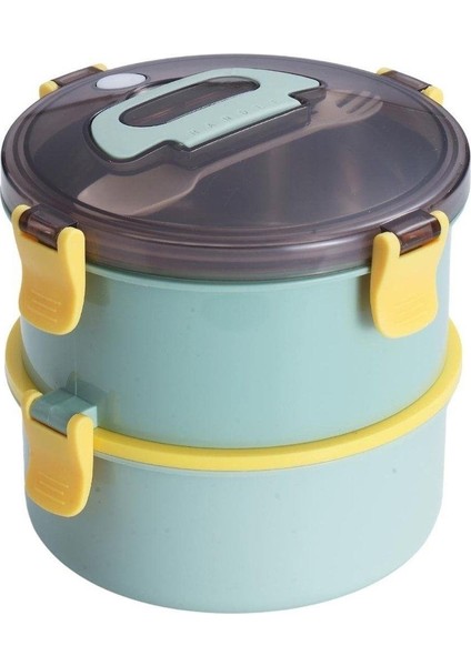 1600ML Yuvarlak Lunchbox Yeni Koleksiyon Çift Katlı Çelik Sefer Tası Yemek Kutusu