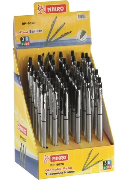 Tükenmez Kalem Otomatik Metal 36 Lı BP-902C