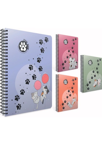 Spiralli Plastik Kapak Defter Paw A4 100 YP Kareli