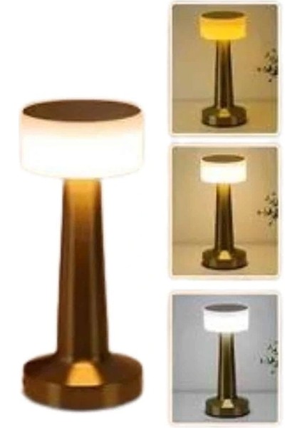 Kablosuz Renkli Masa ve Gece Lambası Altın Rengi Dokunmatik LED Lamba