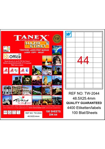 Laser Etiket 100 Yp 48X25 mm Laser-Copy-Inkjet TW-2044