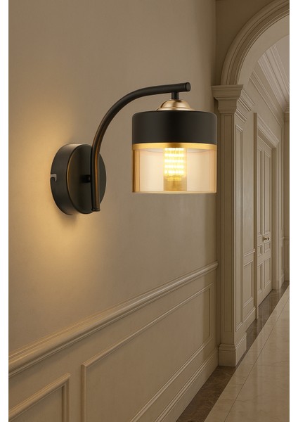 ESSLİGHT PELİN APLİK AVİZE BAL SİYAH CAMLI MODERN DEKORATİF AYDINLATMA