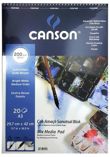 Fınface Resim Blokları 200 gr A3 20 Yp Üstten Spriraali