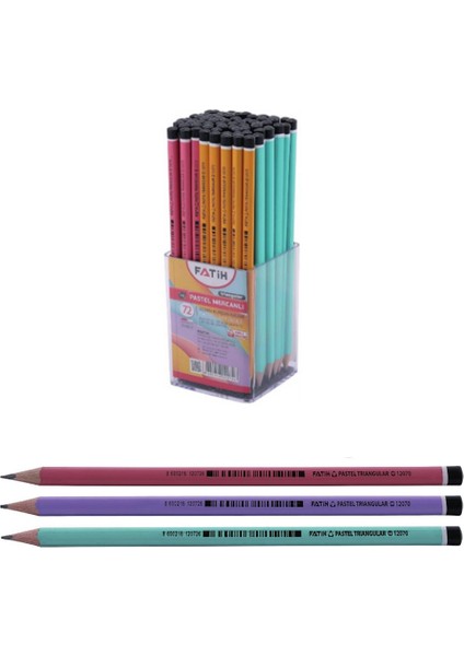 Kurşun Kalem Üçgen Mercanlı Pastel Renkli 12070