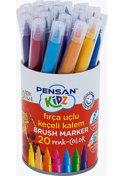 Keçeli Kalem Kidz 20 Renk Fırça Uçlu 4000