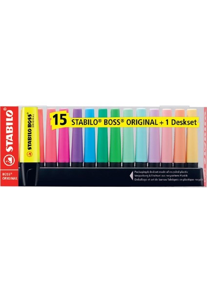 Fosforlu Kalem Boss Orıgınal 15 Li Set 7015-01