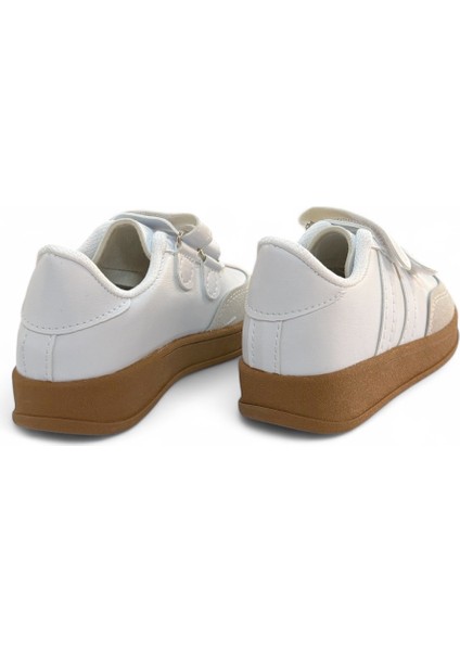 Unisex Rahat Tabanlı Hafif Esnek Ortopedik Cırtlı Günlük Çocuk Sneaker Spor Ayakkabı - Beyaz indirimleri