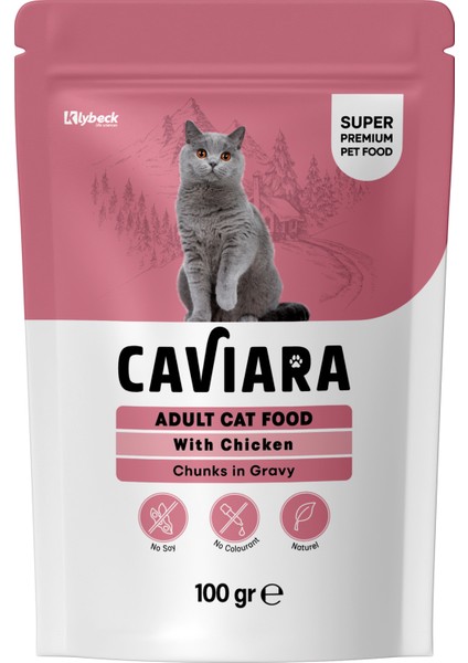 Pouch Sos Içinde Et Parçacıklı Tavuklu Yetişkin Kedi Pouch Yaş Mama 100 gr