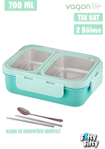 Lunch Box 700 ml Tek Kat Iki Bölmeli Metal Kaşıklı Yeni Nesil Sefer TASI-FFLBOX7096
