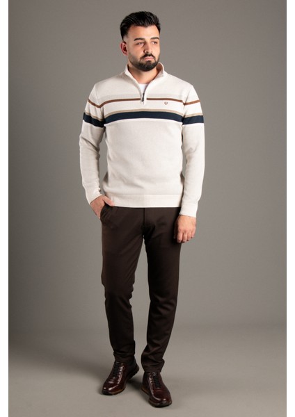 Erkek Bej Fermuarlı Desenli Triko fiyatları