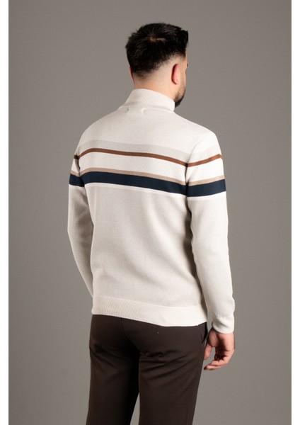 Erkek Bej Fermuarlı Desenli Triko modelleri