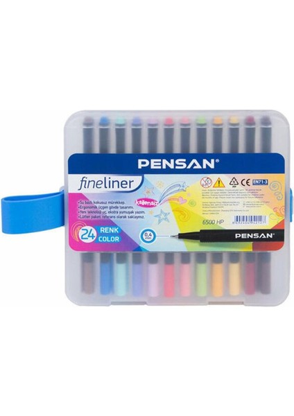 Fineliner Keçe Uç Kalem 24 Lü Pvc Kutu 6500 Hp